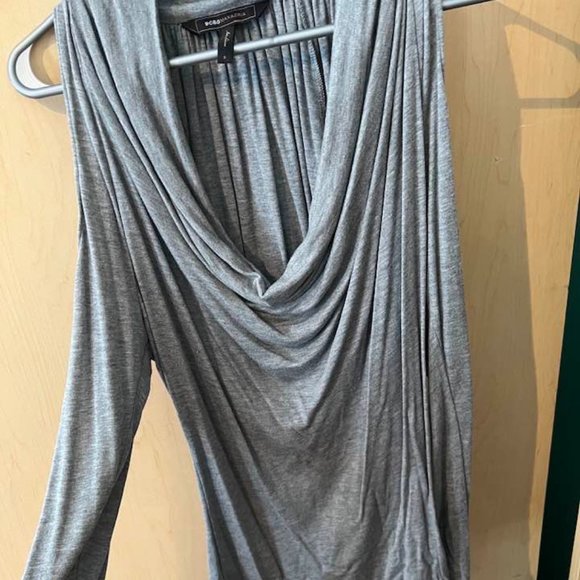 BCBG Grey Shoulder-less top with long sleeves S Small - Picture 6 of 6